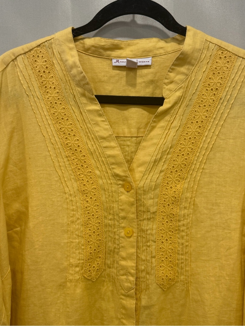 JM Collection Women’s Yellow Embroidered Tunic Top 3/4 Sleeve Size 18W NWT - Picture 4 of 14